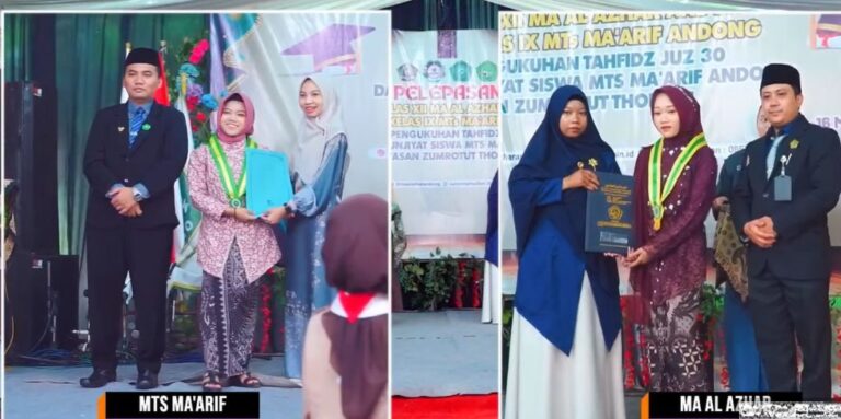 Pelepasan Siswa dan Pengukuhan Tahfidz MA Al-Azhar & MTs Ma’arif Andong 2025/2026